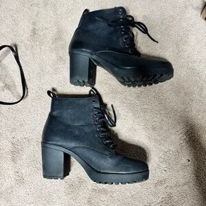 Women's Black Lace-Up Ankle Boots